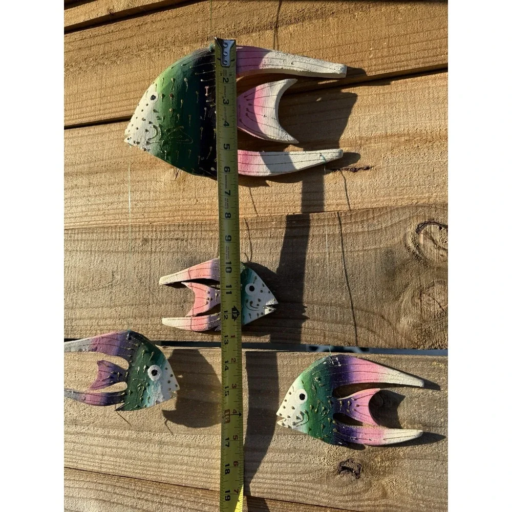 Wooden Hanging Decorative Hand Carved Hand Painted Fish Vintage‎ Jamaica